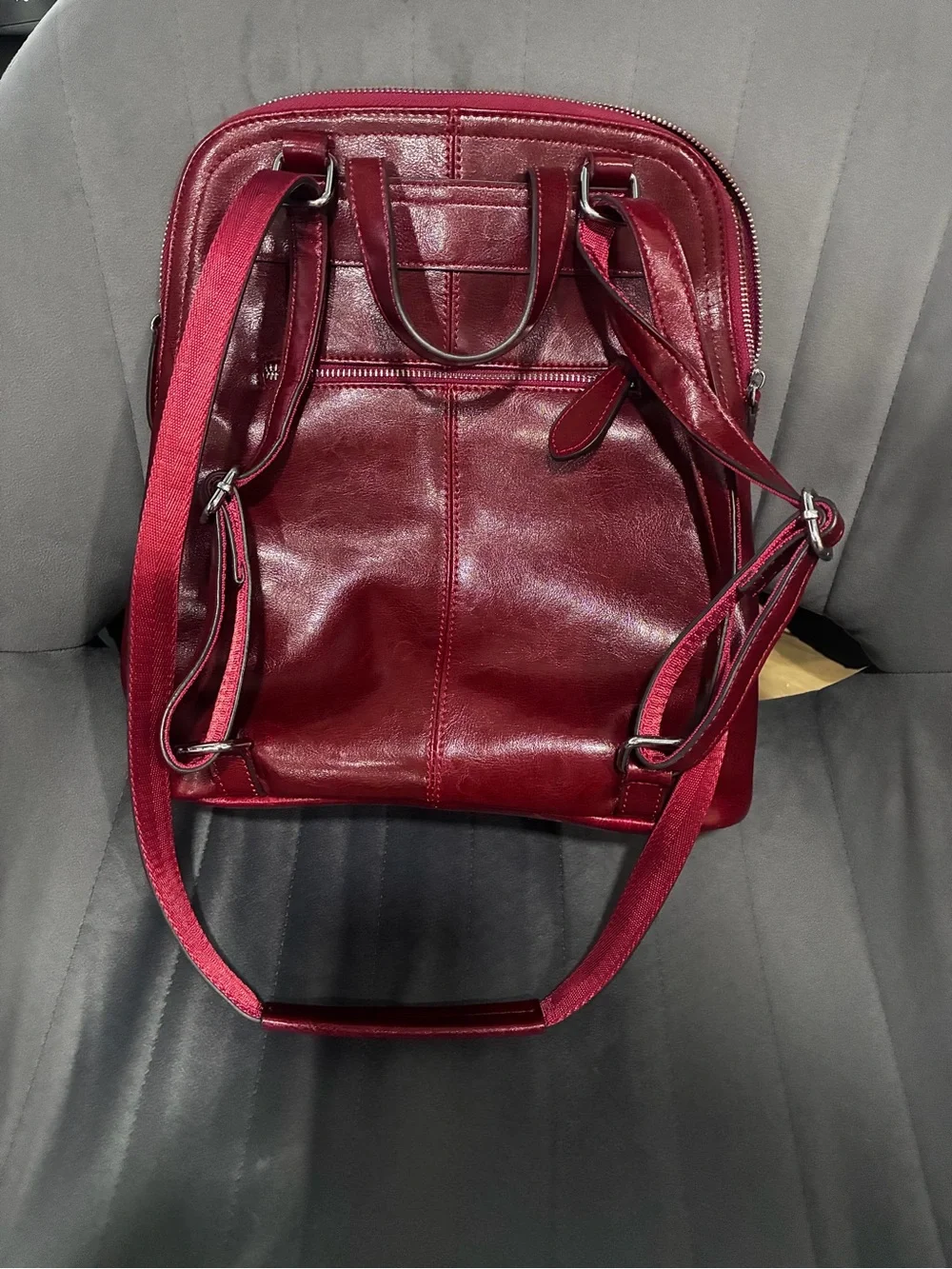 HESHE Burgundy Leather Backpack